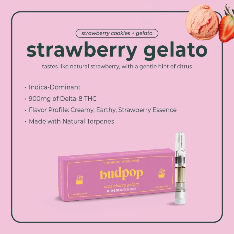 Strawberry Gelato Delta 8 THC Vape | BudPop