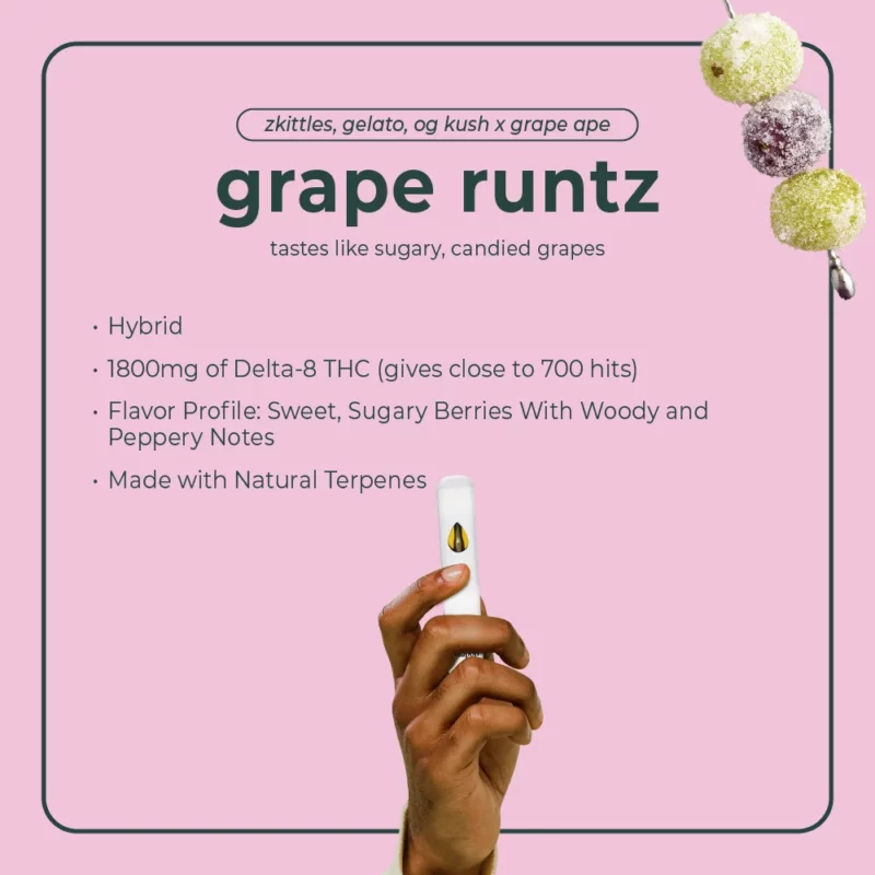 Delta 8 Disposable Vape Pen - Grape Runtz | BudPop