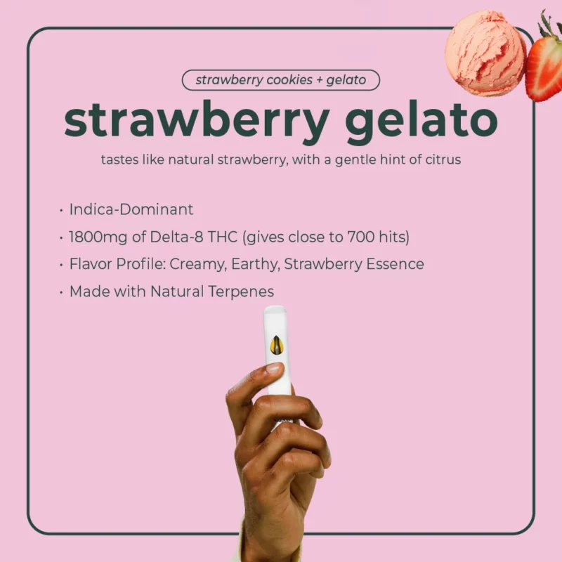 Delta 8 Disposable Vape Pen - Strawberry Gelato | BudPop