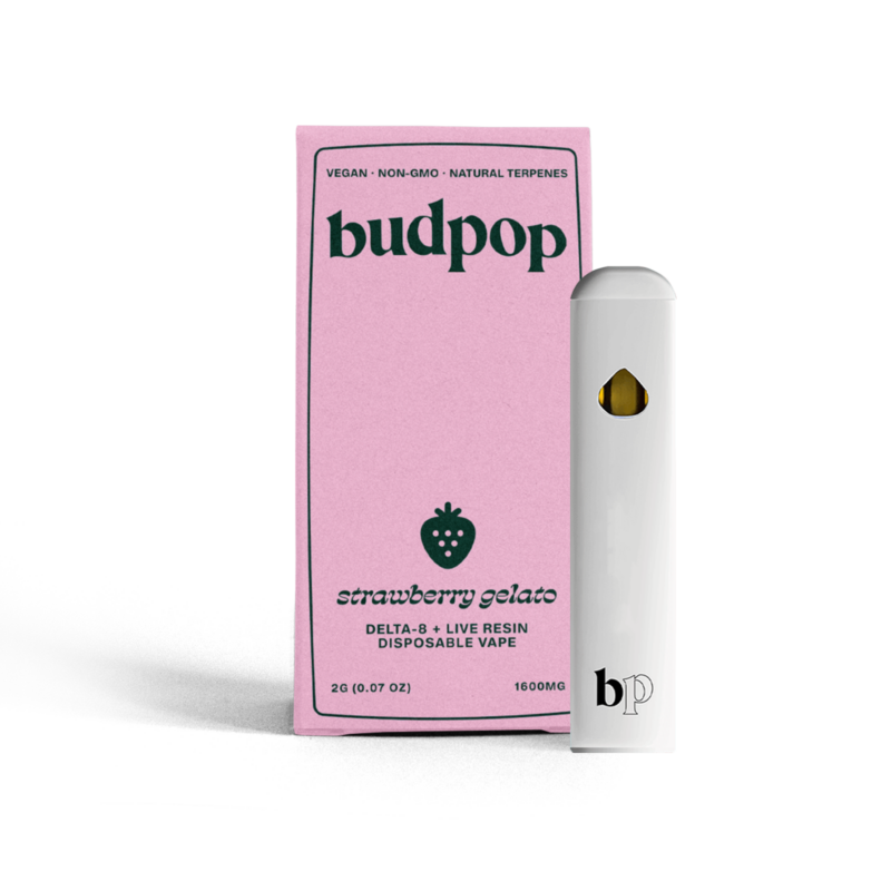 Delta 8 + Live Resin 2g Disposables (1600 mg) - Strawberry Gelato | BudPop