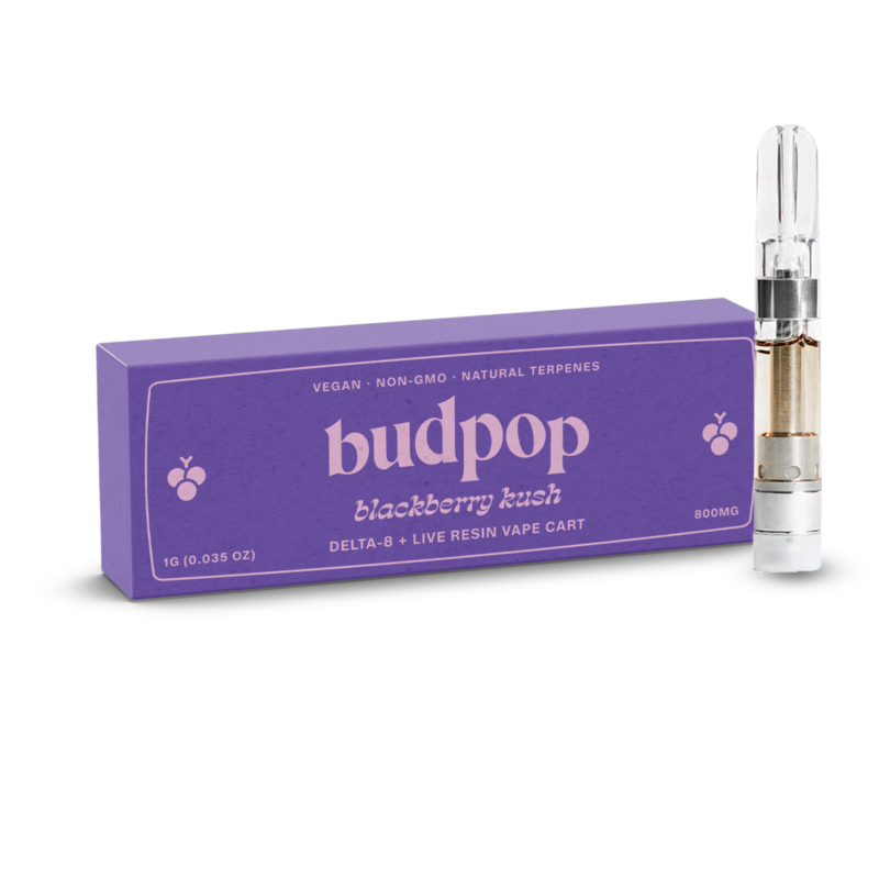 Delta 8 + Live Resin 1g Vape Carts (800 mg) - Blackberry Kush | BudPop