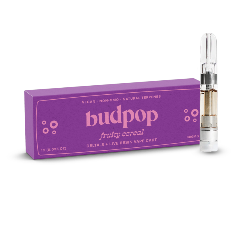 Delta 8 + Live Resin 1g Vape Carts (800 mg) - Fruity Cereal | BudPop