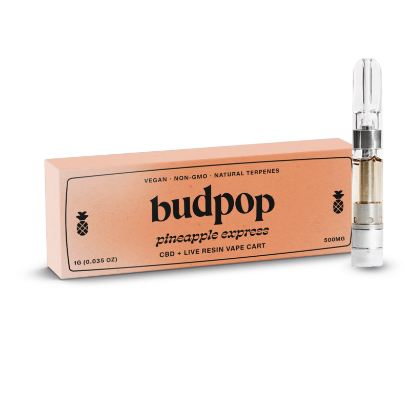 CBD Broad Spectrum + Live Resin 1g Vape Carts (500 mg) - Pineapple Express | BudPop