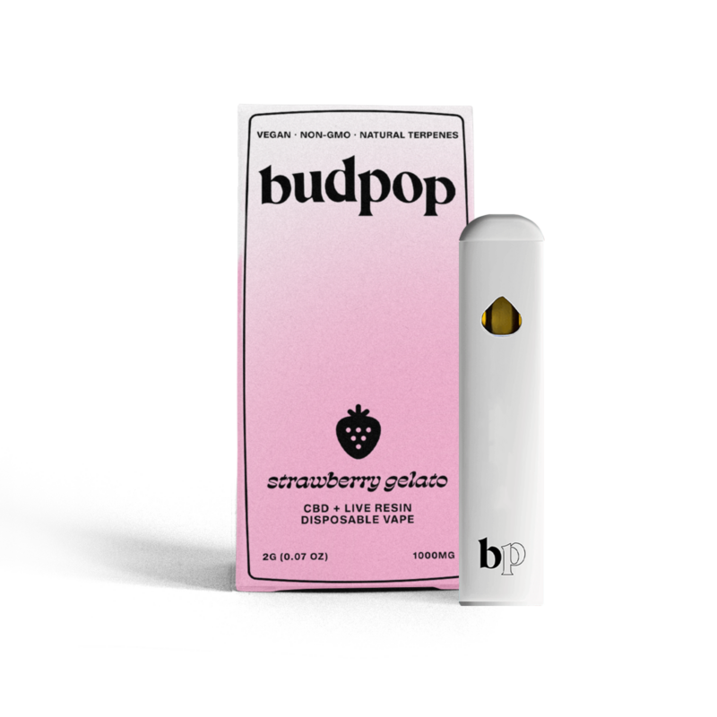 CBD Broad Spectrum + Live Resin 2G Disposables (1000 mg) - Strawberry Gelato | BudPop