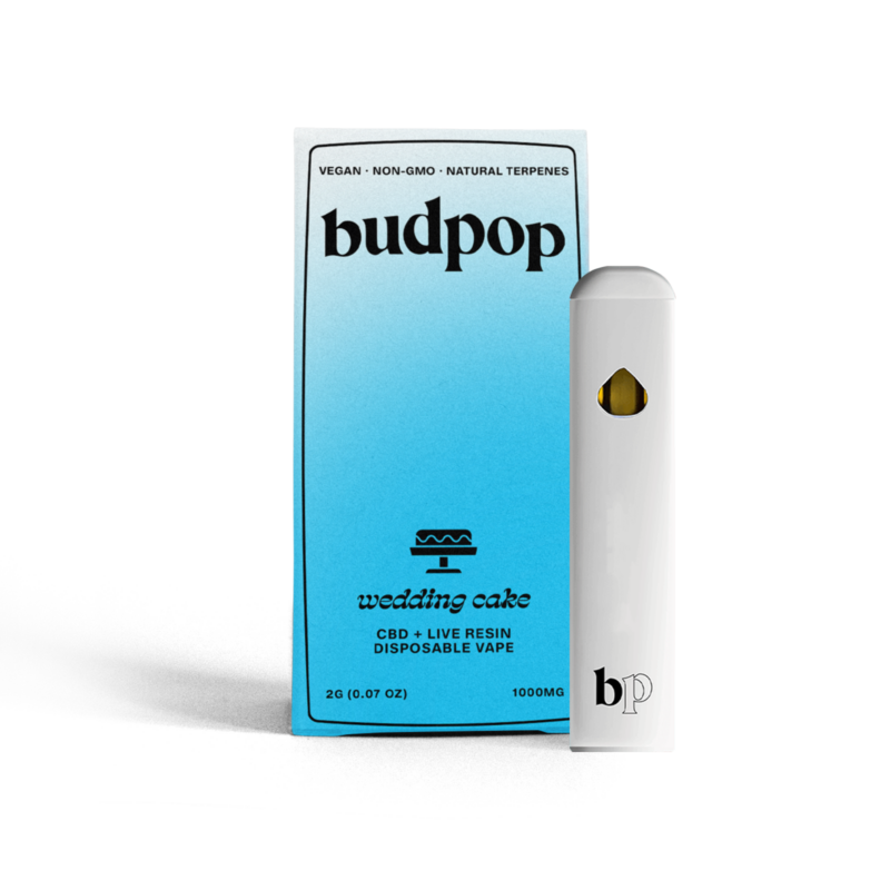 CBD Broad Spectrum + Live Resin 2G Disposables (1000 mg) - Wedding Cake | BudPop