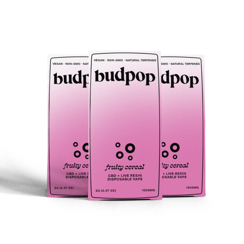 CBD Broad Spectrum + Live Resin 2G Disposables (1000 mg) - Fruity Cereal | BudPop