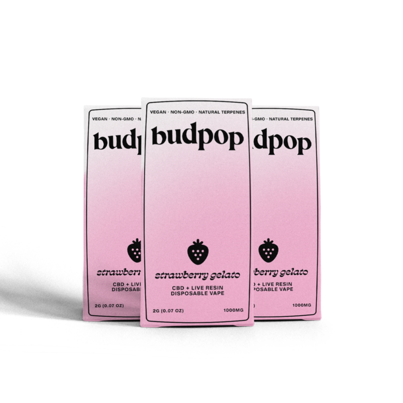 CBD Broad Spectrum + Live Resin 2G Disposables (1000 mg) - Strawberry Gelato | BudPop