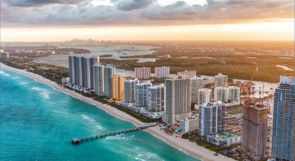 miami shore line sunset