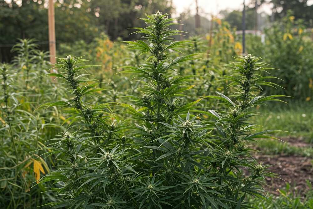 indica cannabis plant bush in daylight